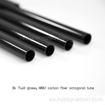 Tubos redondos de fibra de carbono brillantes de 6 * 8 * 1000 mm para avión